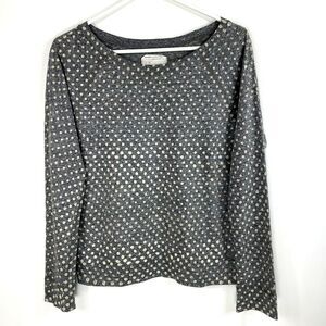Current Elliott Womens Top Size 1 Size Small Heather Gray White Polka Dots